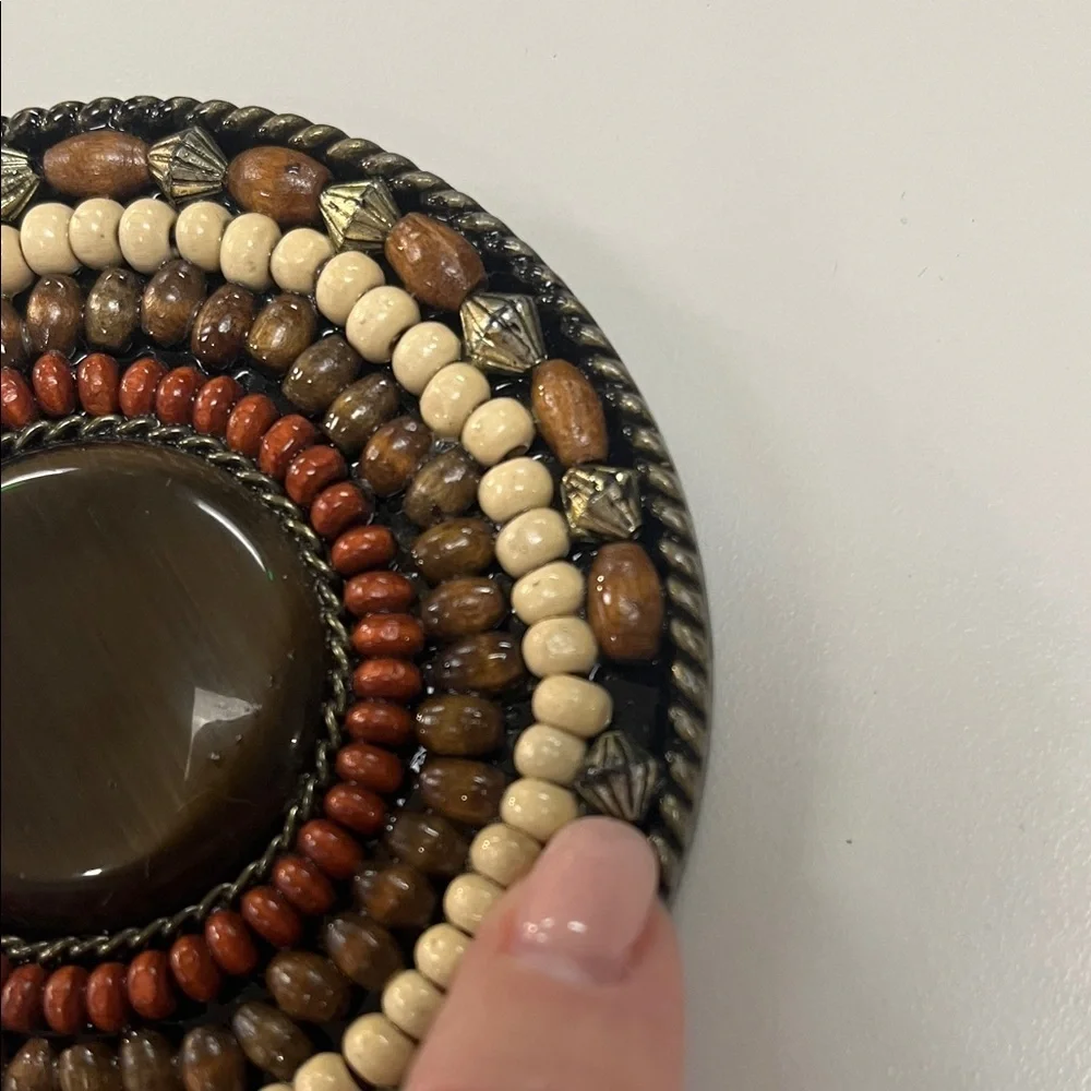 Source Unknown Multicolor Earthy Beaded Belt Buckle